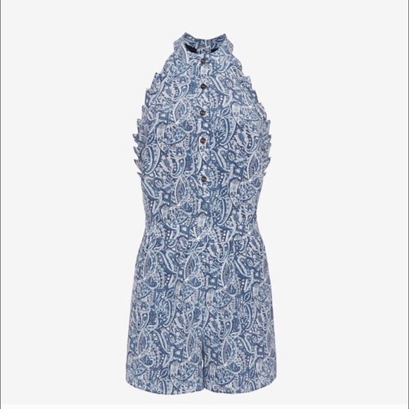 Intermix Blue Paisley Backless Romper - Picture 3 of 9